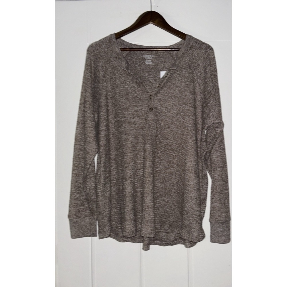 American Eagle Plush Oversize Henley Tee Shirt Women XL NEW Casual Work School